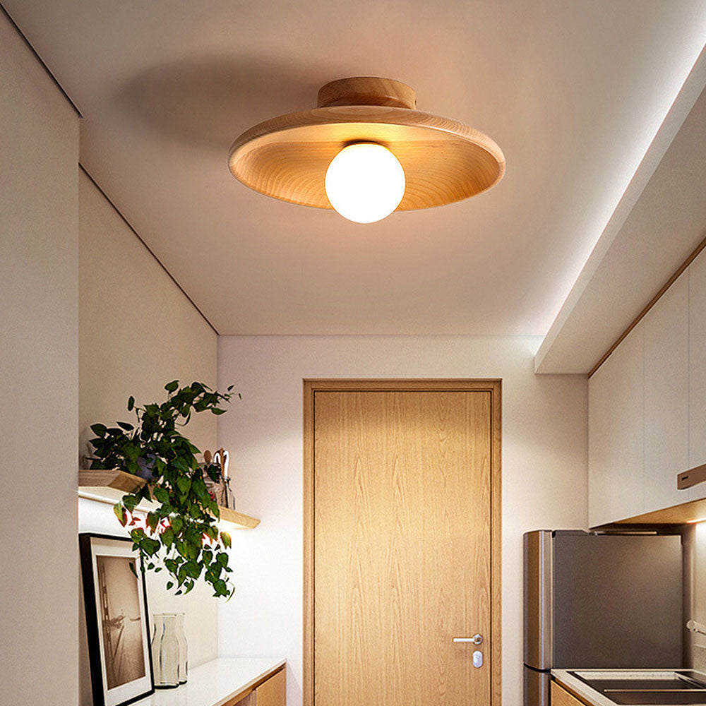 Tyalez Nordic Wood Minimalist Round Hallway Ceiling Light
