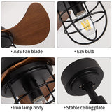 Tyalez Mid-Century Contemporary Dark Walnut Ceiling Fans With Lighting