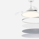 White Simple Flush Ceiling Fan With LED Lights