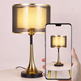 Tyalez Modern Simple Fabric Gold Bedroom Mini Table Lamp
