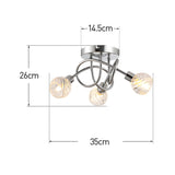 Tyalez Nordic Simple Crystal Glass 3-Lights Bedroom Ceiling Light