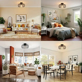 Modern Black Metal Round Lampshade Ceiling Light