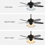 Tyalez Contemporary Coffee Glass Ceiling Fans With Lights