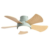 Tyalez Scandinavian Wood Flush Ceiling Fan With LED Lighting