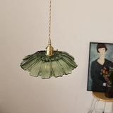 Tyalez Retro Lotus Leaf Shape Glass Pendant Lamp