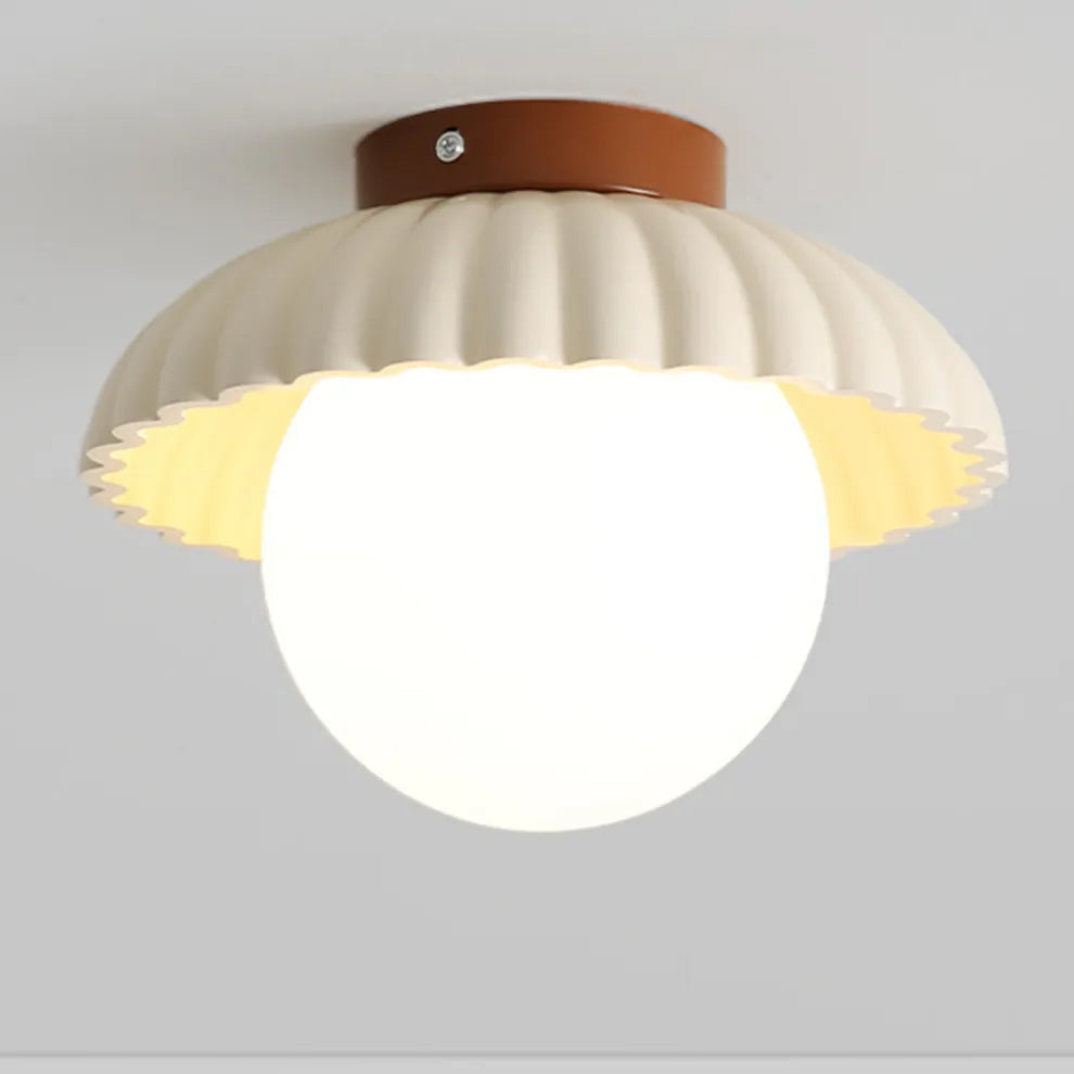 Cream Bud Glass Flush Ceiling Light