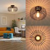 Modern Black Metal Round Lampshade Ceiling Light