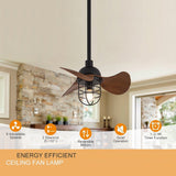 Tyalez Mid-Century Contemporary Dark Walnut Ceiling Fans With Lighting