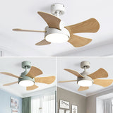 Tyalez Scandinavian Wood Flush Ceiling Fan With LED Lighting