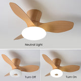 Natural Wood Stylish Ceiling Fan With LED Light