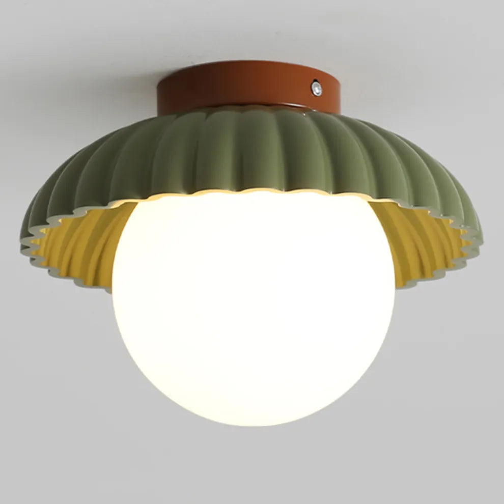 Cream Bud Glass Flush Ceiling Light