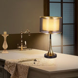 Tyalez Modern Simple Fabric Gold Bedroom Mini Table Lamp