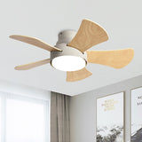 Tyalez Scandinavian Wood Flush Ceiling Fan With LED Lighting
