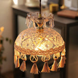 Elegant Tassel Dome Glass Pendant Light – Vintage-Inspired Ceiling Lamp