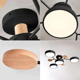 Tyalez Contemporary Round Iron LED Semi-Flush Chandelier