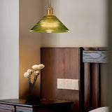 Green vintage chandelier in dining room and bedroom