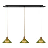 Green vintage chandelier in dining room and bedroom