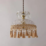 Elegant Tassel Dome Glass Pendant Light – Vintage-Inspired Ceiling Lamp