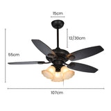 Tyalez Contemporary Coffee Glass Ceiling Fans With Lights