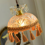 Elegant Tassel Dome Glass Pendant Light – Vintage-Inspired Ceiling Lamp