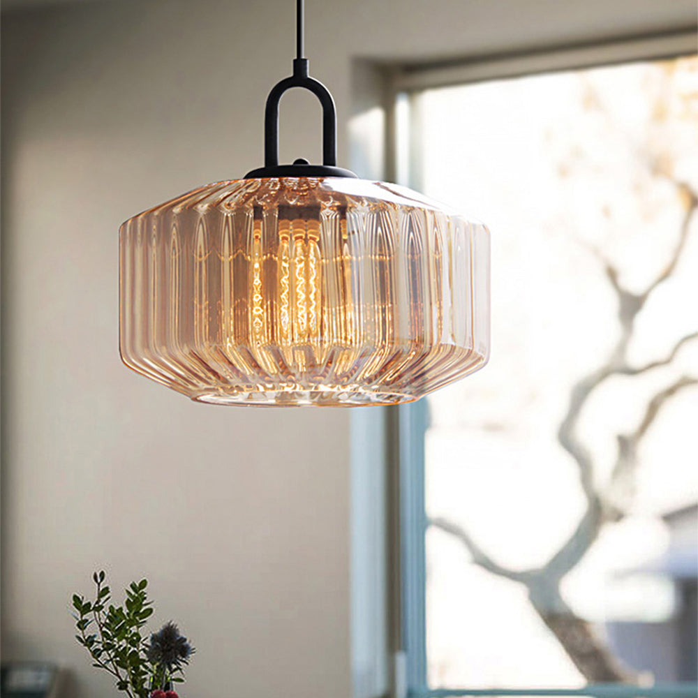 Tyalez Mid Century Striped Glass Pendant Light
