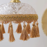 Elegant Tassel Dome Glass Pendant Light – Vintage-Inspired Ceiling Lamp