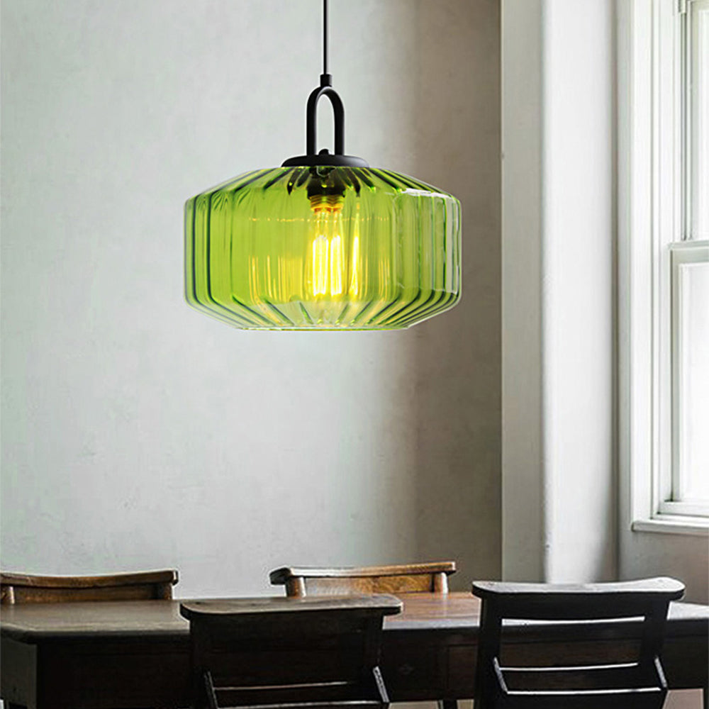 Tyalez Mid Century Striped Glass Pendant Light