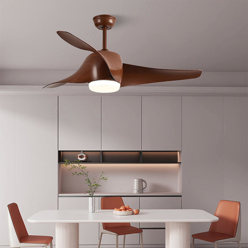 Simple Flush Ceiling Fan With LED Light And Remote