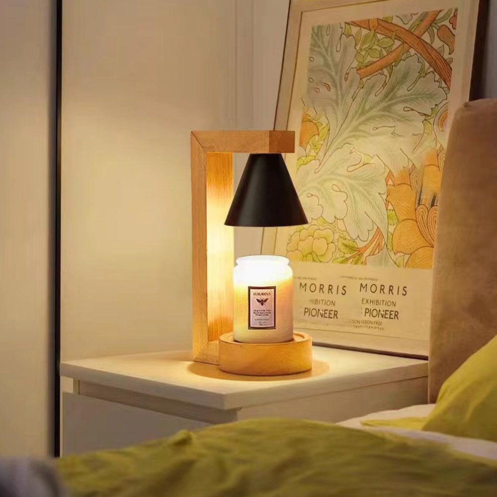Tyalez Simple Wood Bedroom Mini Warming Candle Lamp