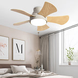 Tyalez Scandinavian Wood Flush Ceiling Fan With LED Lighting