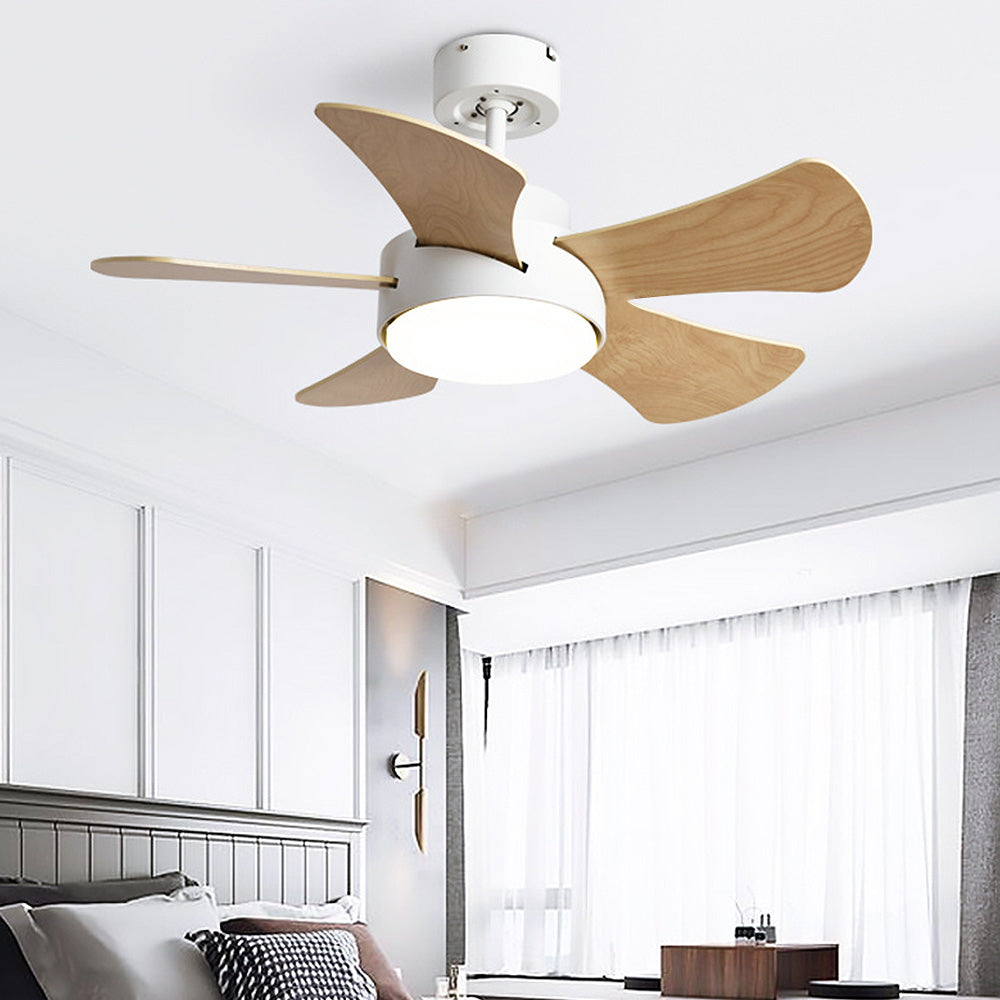 Tyalez Scandinavian Wood Flush Ceiling Fan With LED Lighting