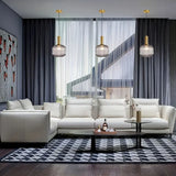 Striped Glass Semi-Flush Ceiling Fixture
