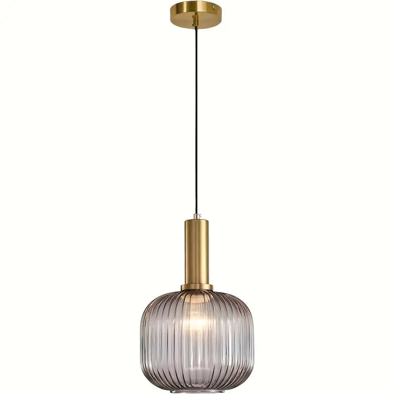 Striped Glass Semi-Flush Ceiling Fixture