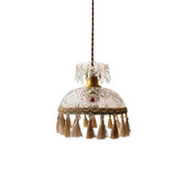 Elegant Tassel Dome Glass Pendant Light – Vintage-Inspired Ceiling Lamp