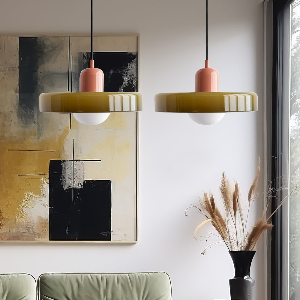 Tyalez 2 Heads Modern Bauhaus Glass Pendant Light
