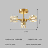 Tyalez Crystal Semi Flush Mount Bedroom Gold Ceiling Lights