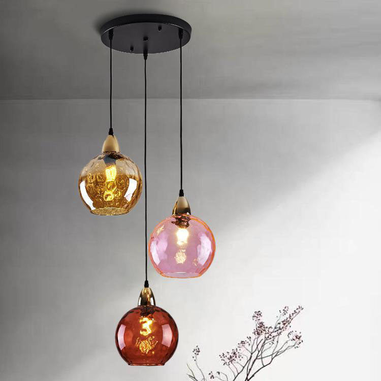 Tyalez Modern Simple Colored Water Pattern Glass Ball Pendant Light
