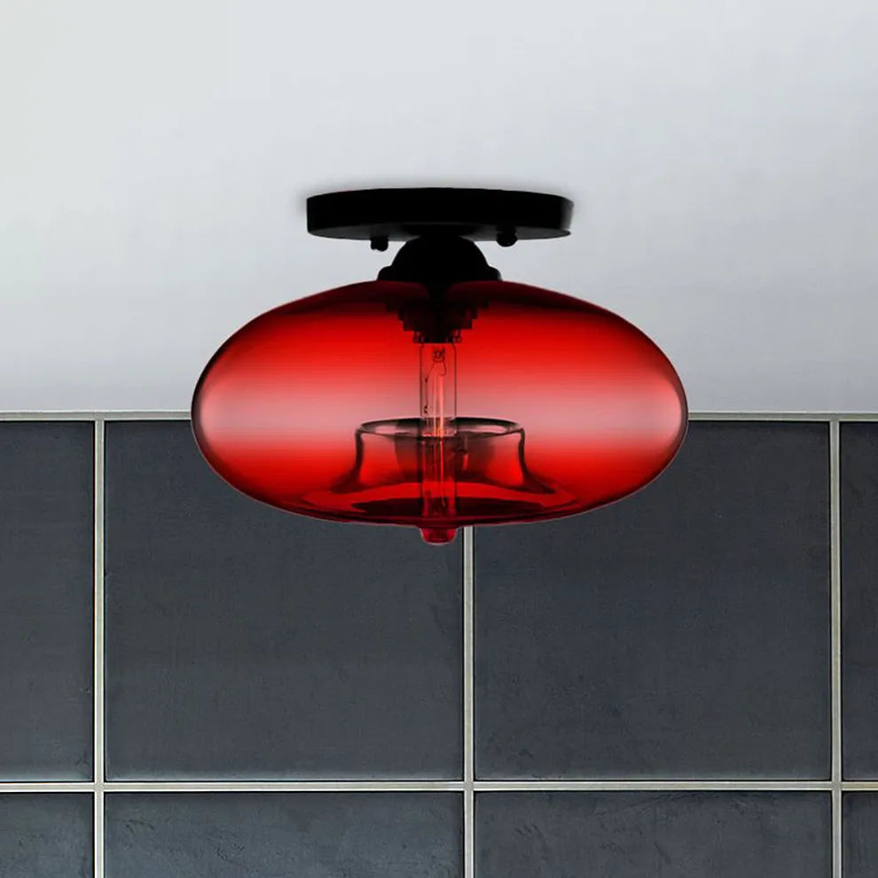 Industrial-Style Globe Glass Ceiling Lamp for Corridor & Entryway