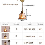 Nostalgic Retro Brass Glass Pendant Light