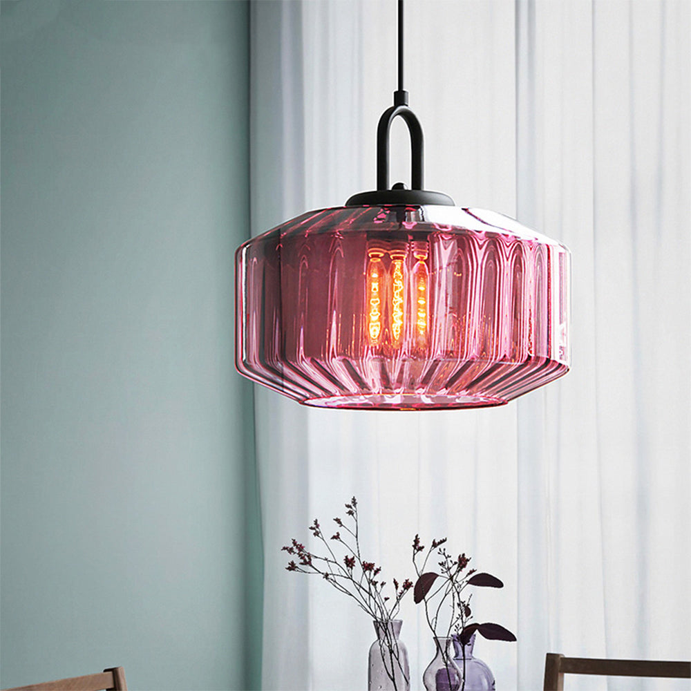 Tyalez Mid Century Striped Glass Pendant Light