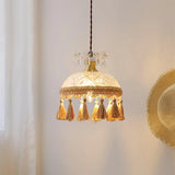 Elegant Tassel Dome Glass Pendant Light – Vintage-Inspired Ceiling Lamp
