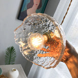 Irregular Brass Glass Pendant Light – Bedroom Hanging Lamp