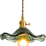 Tyalez Vintage Glass Hibiscus Flower Pendant Light