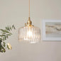 Tyalez Fluted Glass Short Cylinder Pendant LED Light in Vintage Style