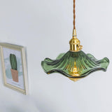 Tyalez Vintage Glass Hibiscus Flower Pendant Light
