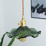 Tyalez Vintage Glass Hibiscus Flower Pendant Light