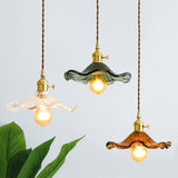 Tyalez Vintage Glass Hibiscus Flower Pendant Light