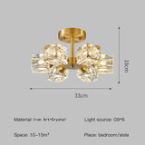 Tyalez Crystal Semi Flush Mount Bedroom Gold Ceiling Lights