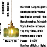Tyalez Fluted Glass Short Cylinder Pendant LED Light in Vintage Style