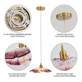 Tyalez Retro Lotus Leaf Shape Glass Pendant Lamp